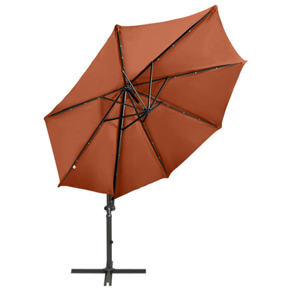 Cantilever Umbrella with Pole and LED Lights Terracotta 300 cm