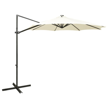 Cantilever Umbrella with Pole and LED Lights Sand 300 cm