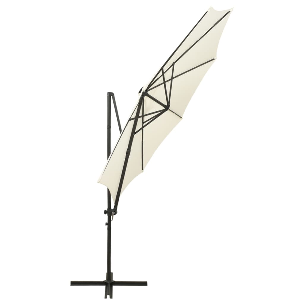 Cantilever Umbrella with Pole and LED Lights Sand 300 cm