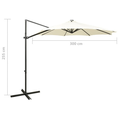 Cantilever Umbrella with Pole and LED Lights Sand 300 cm