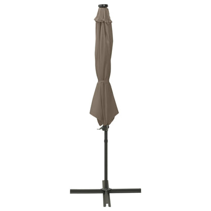 Cantilever Umbrella with Pole and LED Lights Taupe 300 cm