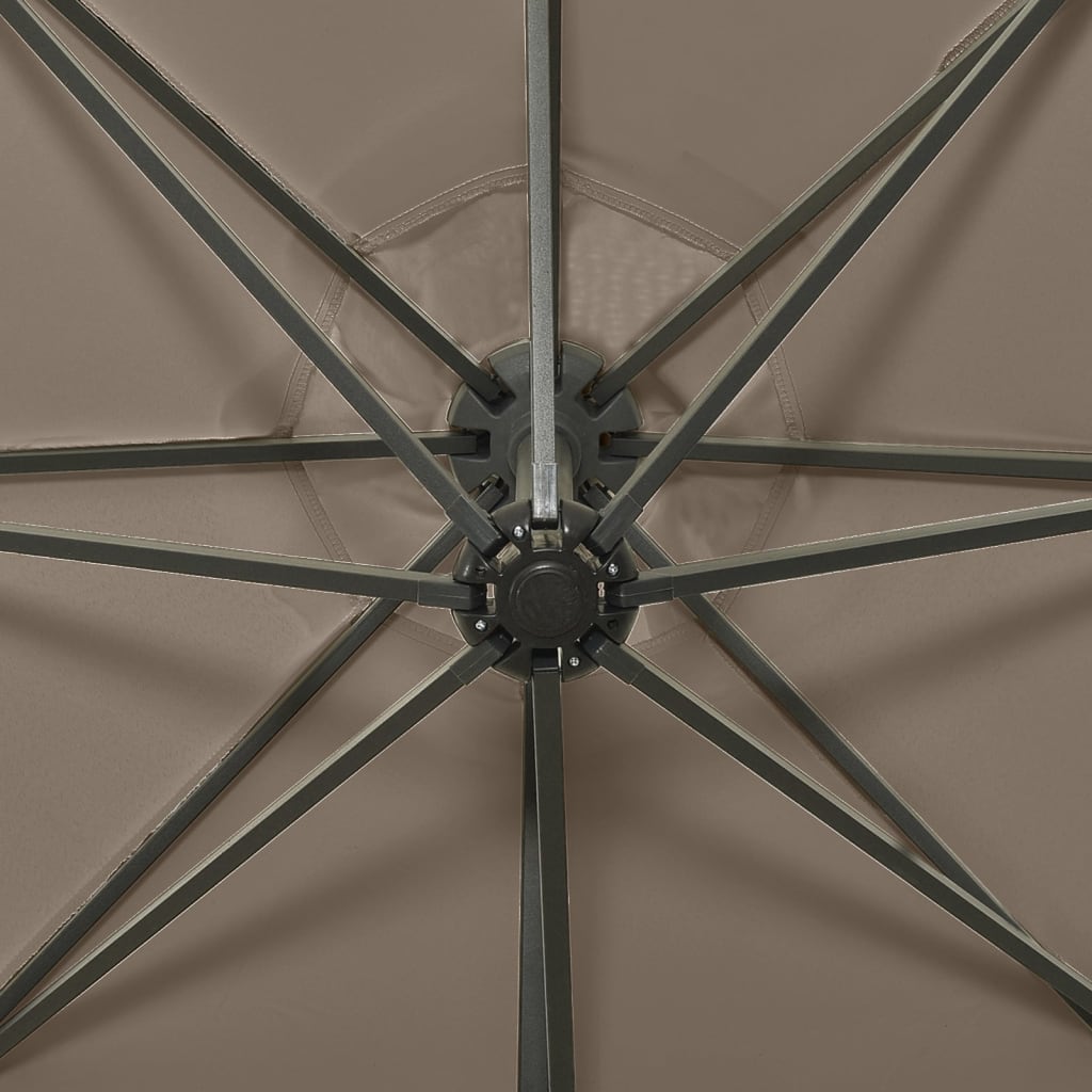 Cantilever Umbrella with Pole and LED Lights Taupe 300 cm