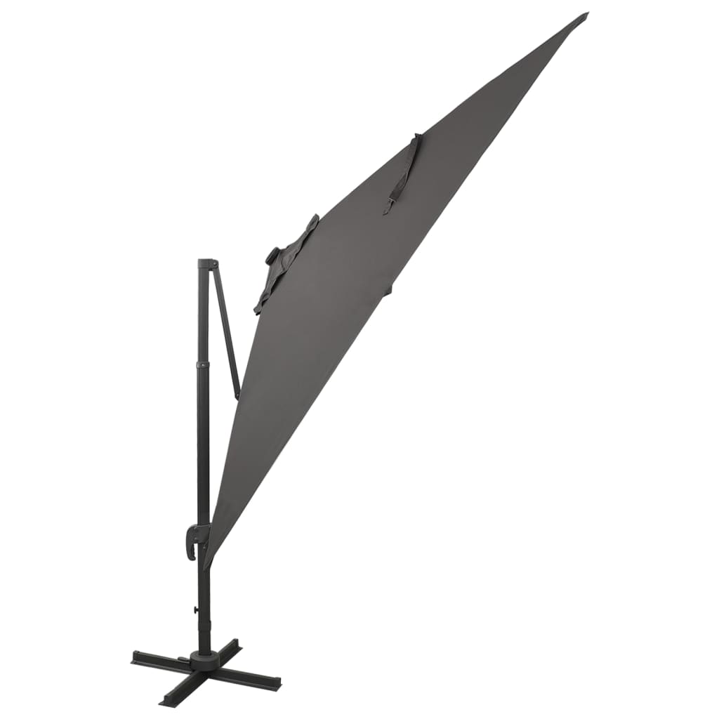 Cantilever Umbrella with Pole and LED Lights Anthracite 300 cm