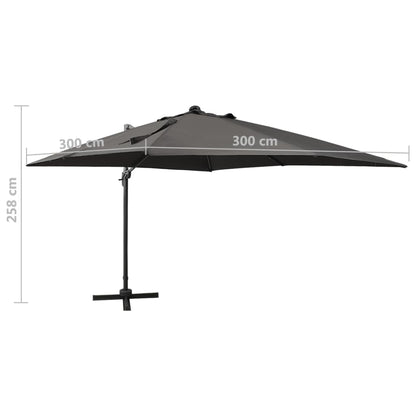 Cantilever Umbrella with Pole and LED Lights Anthracite 300 cm