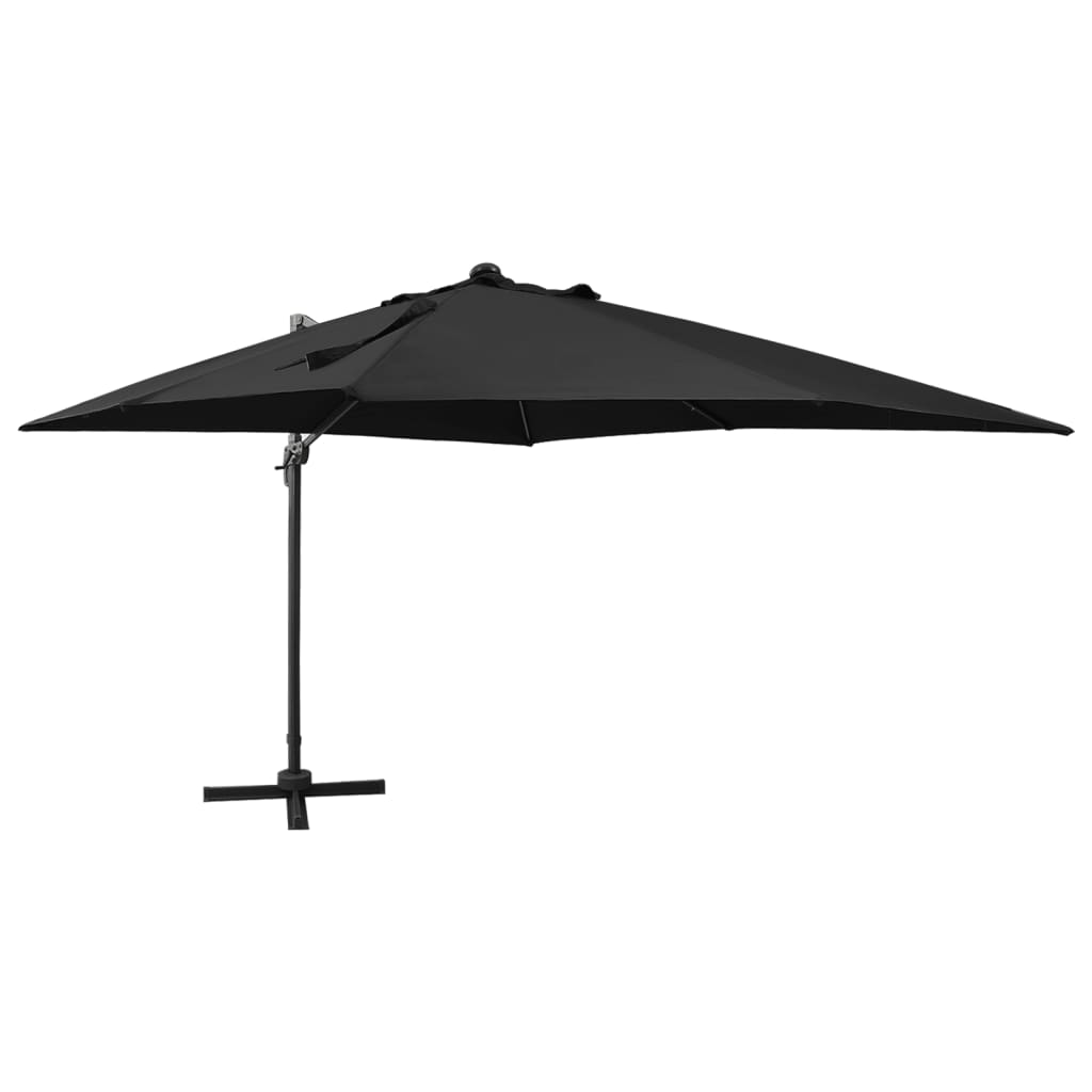 Cantilever Umbrella with Pole and LED Lights Black 300 cm