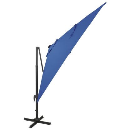 Cantilever Umbrella with Pole and LED Lights Azure Blue 300 cm