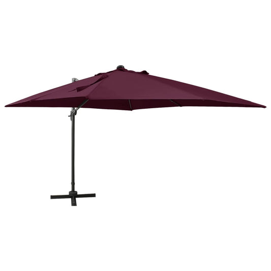 Cantilever Garden Parasol with Pole and LED Lights Bordeaux Red 300 cm