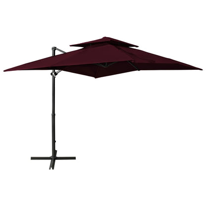 Cantilever Garden Parasol with Double Top 250x250 cm Bordeaux Red