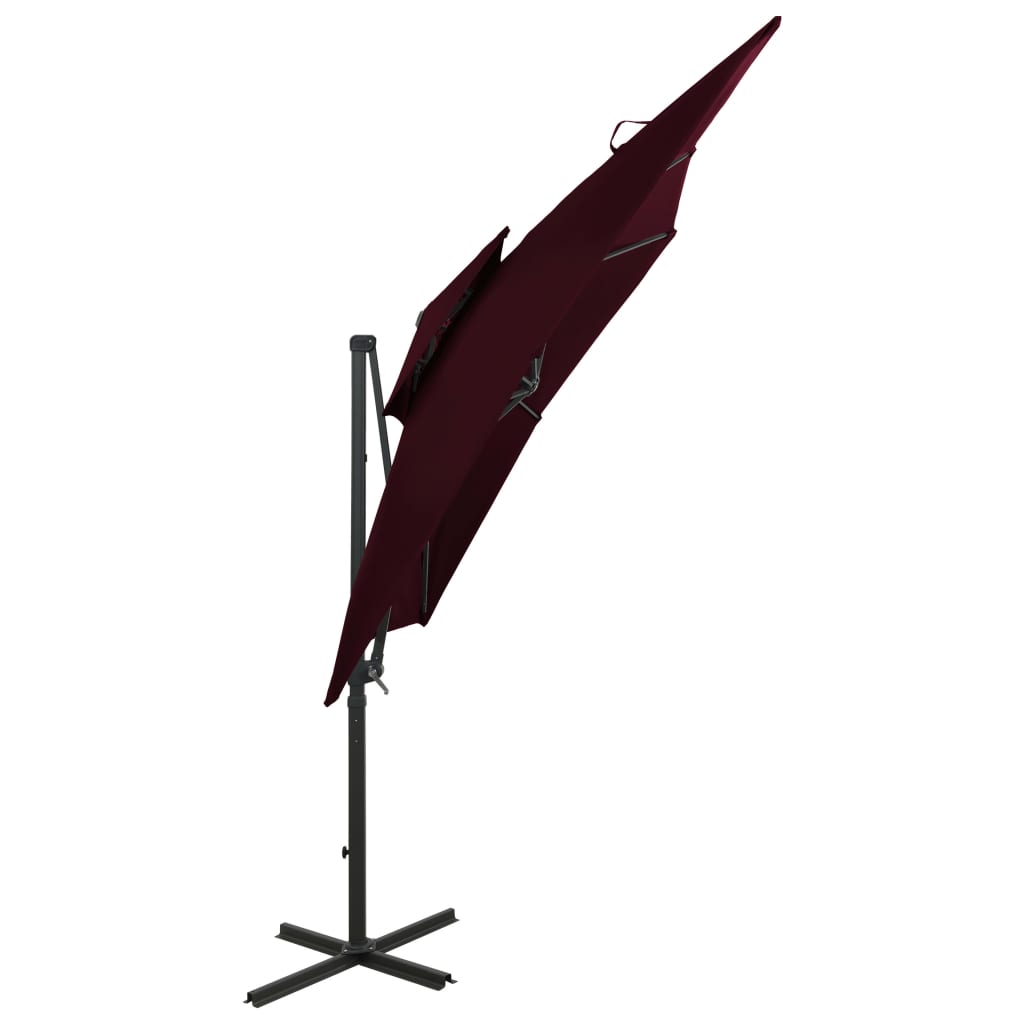 Cantilever Garden Parasol with Double Top 250x250 cm Bordeaux Red