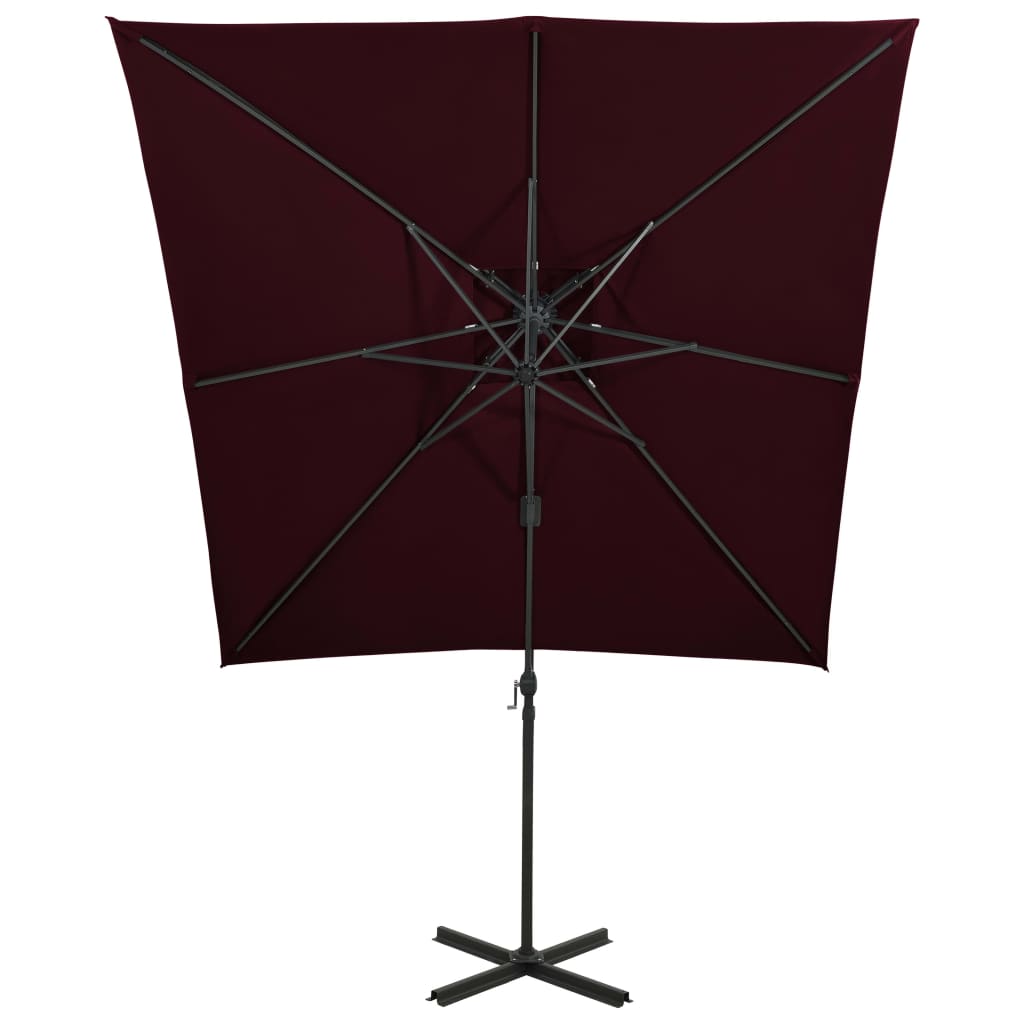 Cantilever Garden Parasol with Double Top 250x250 cm Bordeaux Red