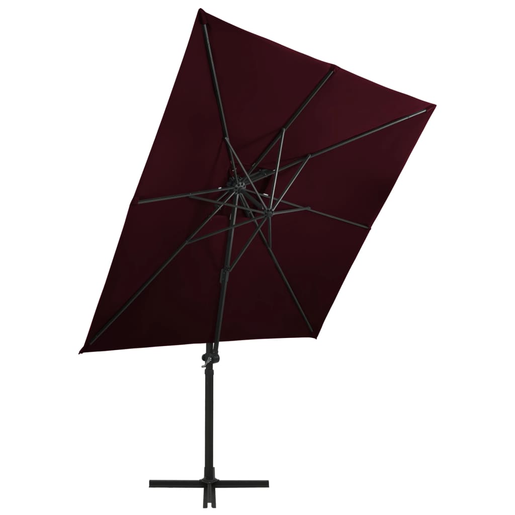 Cantilever Garden Parasol with Double Top 250x250 cm Bordeaux Red