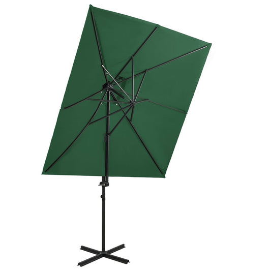 Cantilever Umbrella with Double Top Green 250x250 cm