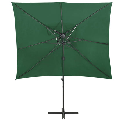 Cantilever Umbrella with Double Top Green 250x250 cm