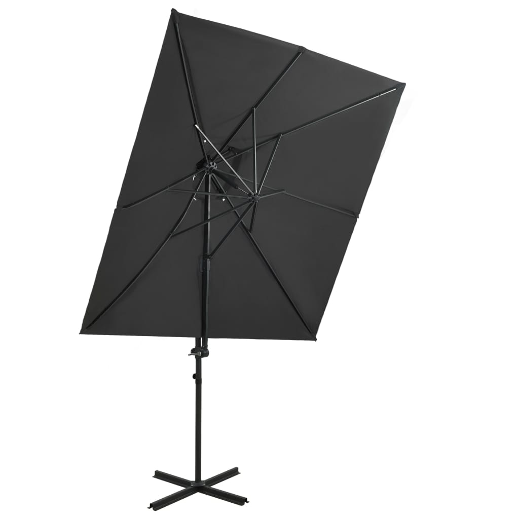 Cantilever Garden Parasol with Double Top Anthracite 250x250 cm