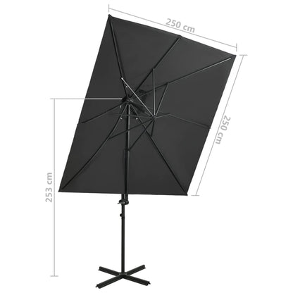 Cantilever Garden Parasol with Double Top Anthracite 250x250 cm