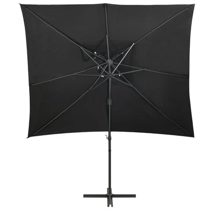 Cantilever Garden Parasol with Double Top Black 250x250 cm