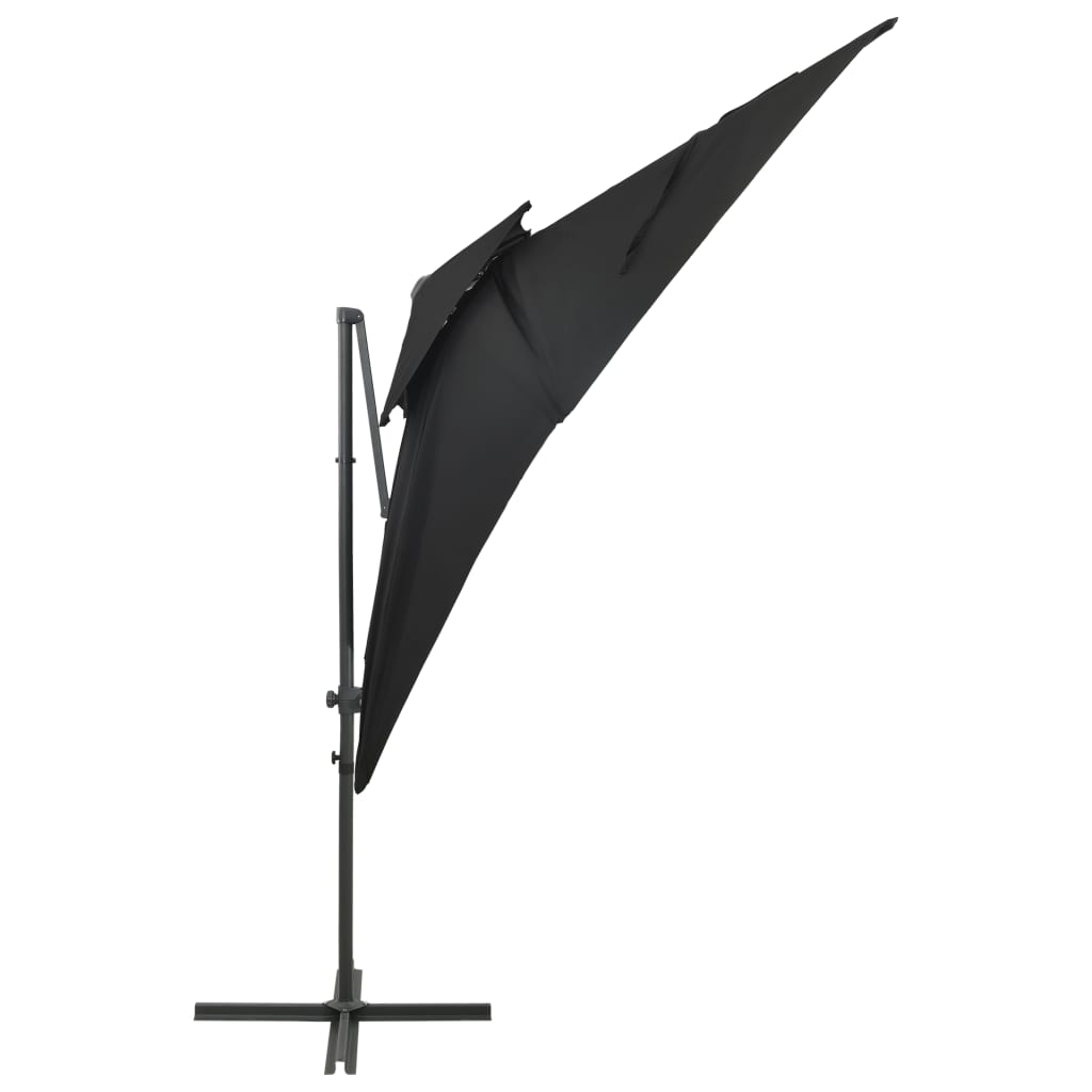 Cantilever Garden Parasol with Double Top Black 250x250 cm