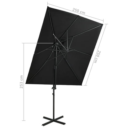 Cantilever Garden Parasol with Double Top Black 250x250 cm