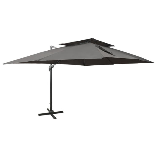 Cantilever Garden Parasol with Double Top Anthracite 400x300 cm