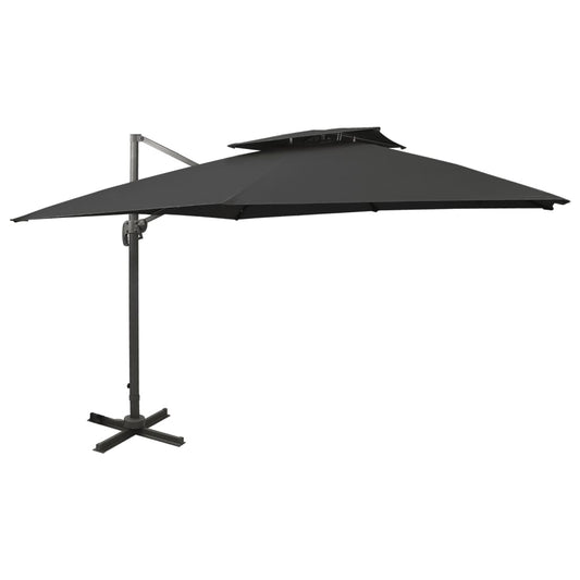 Cantilever Garden Parasol with Double Top 300x300 cm Black