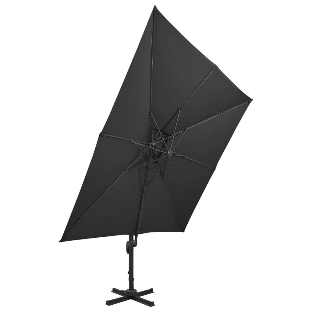 Cantilever Garden Parasol with Double Top 300x300 cm Black