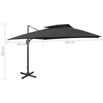 Cantilever Garden Parasol with Double Top 300x300 cm Black