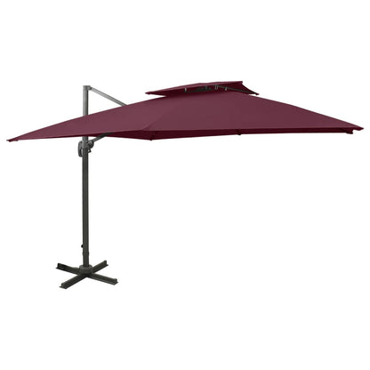 Cantilever Garden Parasol with Double Top 300x300 cm Bordeaux Red