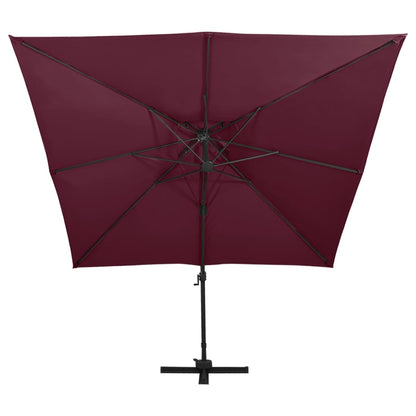 Cantilever Garden Parasol with Double Top 300x300 cm Bordeaux Red