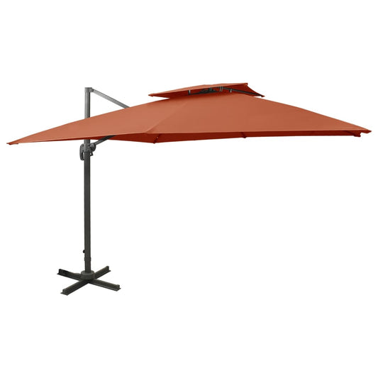 Cantilever Garden Parasol with Double Top 300x300 cm Terracotta