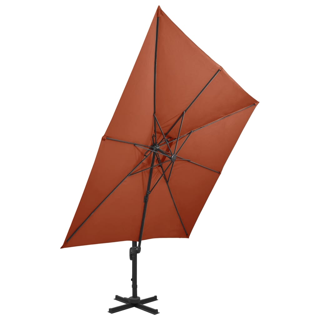 Cantilever Garden Parasol with Double Top 300x300 cm Terracotta
