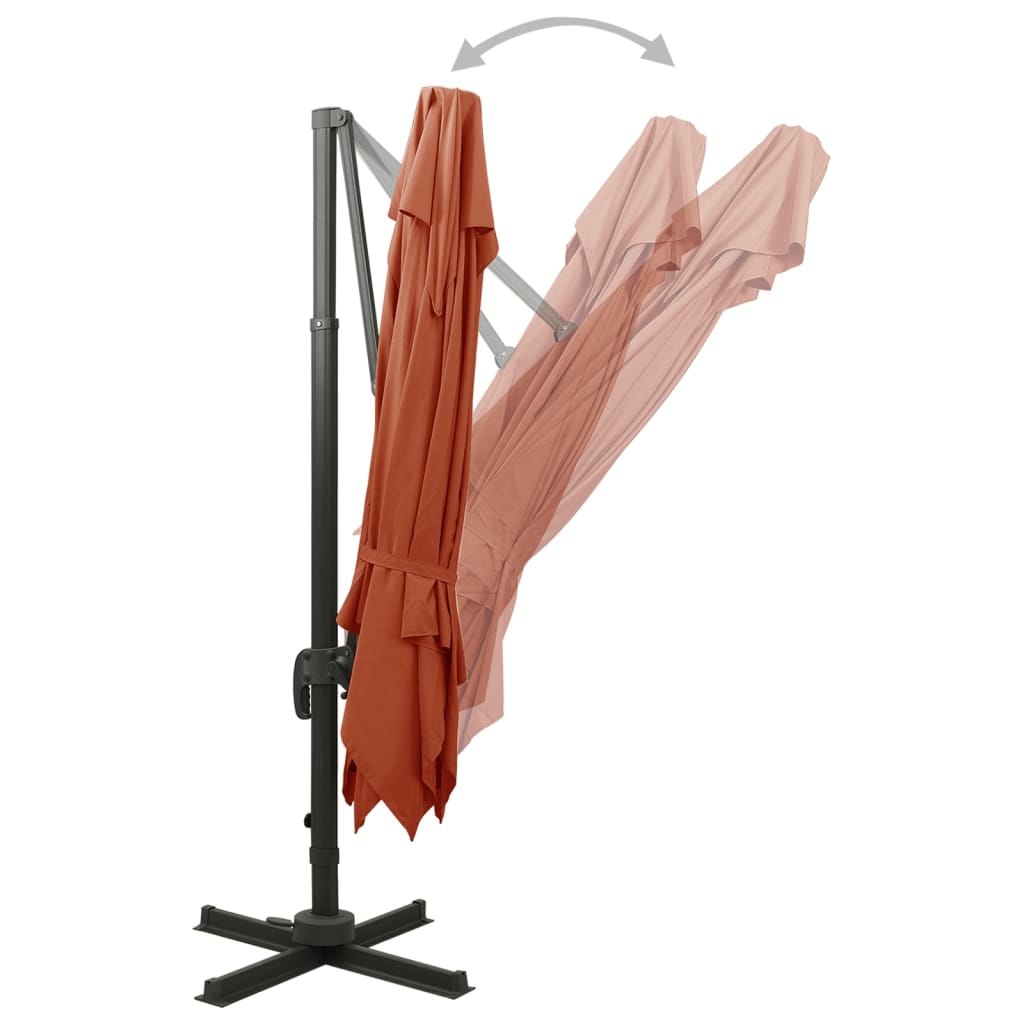 Cantilever Garden Parasol with Double Top 300x300 cm Terracotta