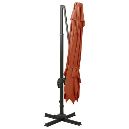 Cantilever Garden Parasol with Double Top 300x300 cm Terracotta