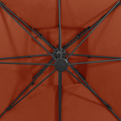 Cantilever Garden Parasol with Double Top 300x300 cm Terracotta