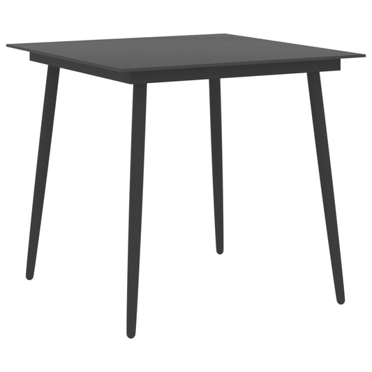 Garden Dining Table Black 80x80x74 cm Steel and Glass