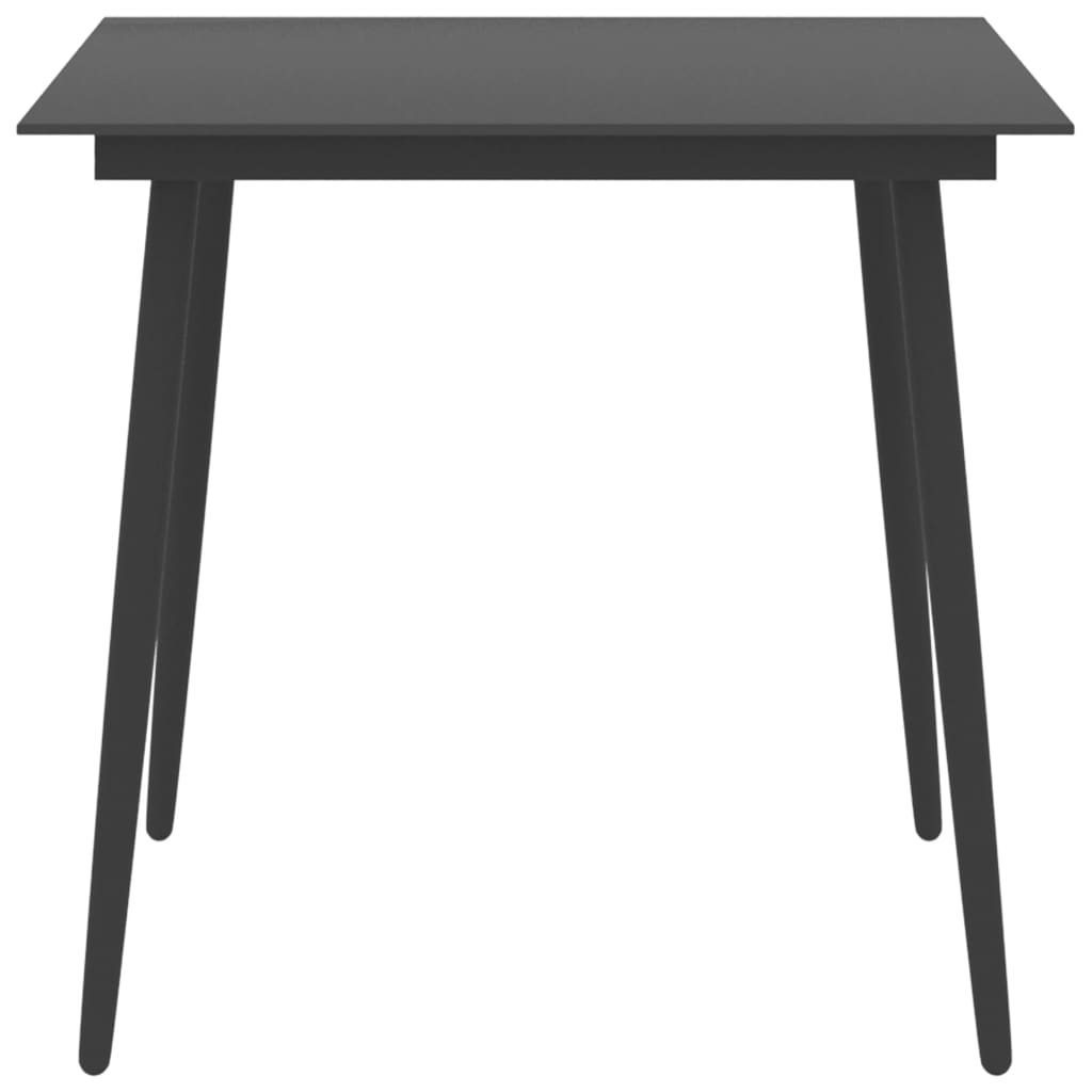 Garden Dining Table Black 80x80x74 cm Steel and Glass