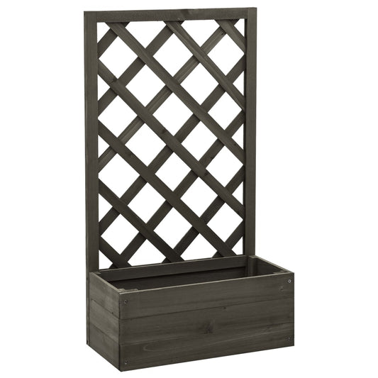 Garden Trellis Planter Grey 50x25x90 cm Solid Firwood