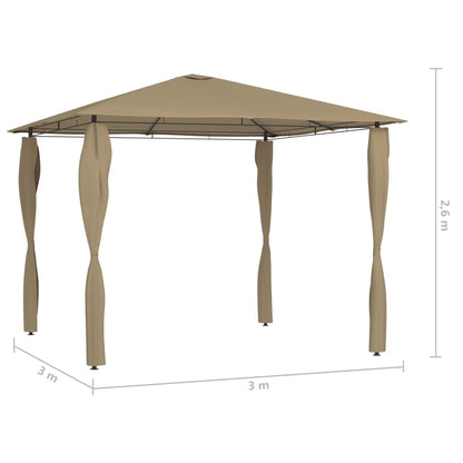 Gazebo with Post Covers 3x3x2.6 m Taupe 160 g/m²