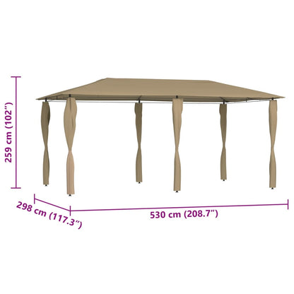 Gazebo with Post Covers 3x6x2.6 m Taupe 160 g/m²