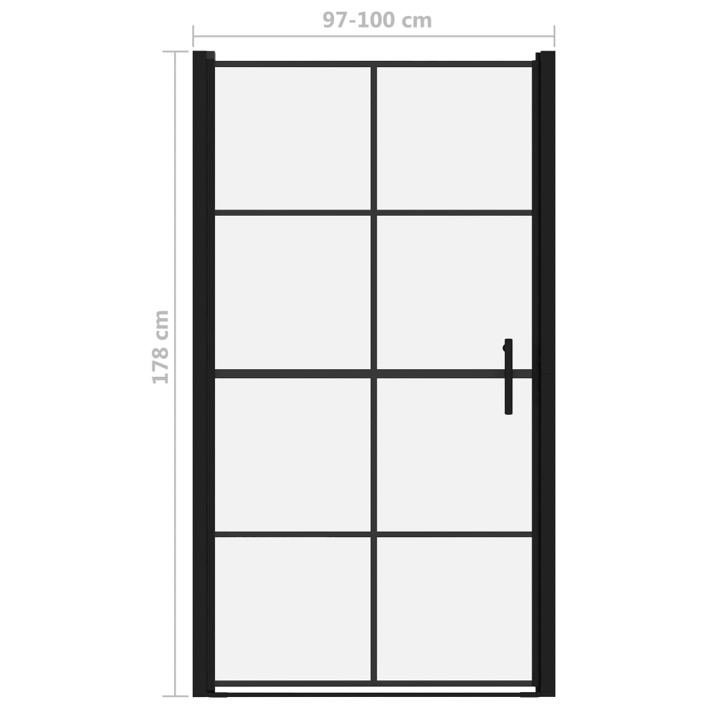 Shower Doors Tempered Glass 100x178 cm Black