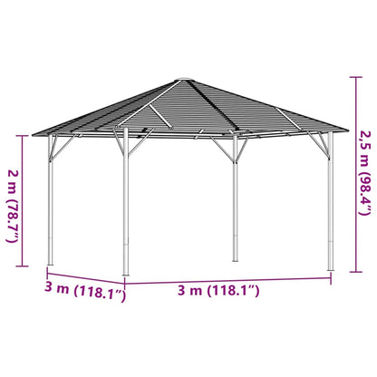 Gazebo with Roof 3x3 m Anthracite