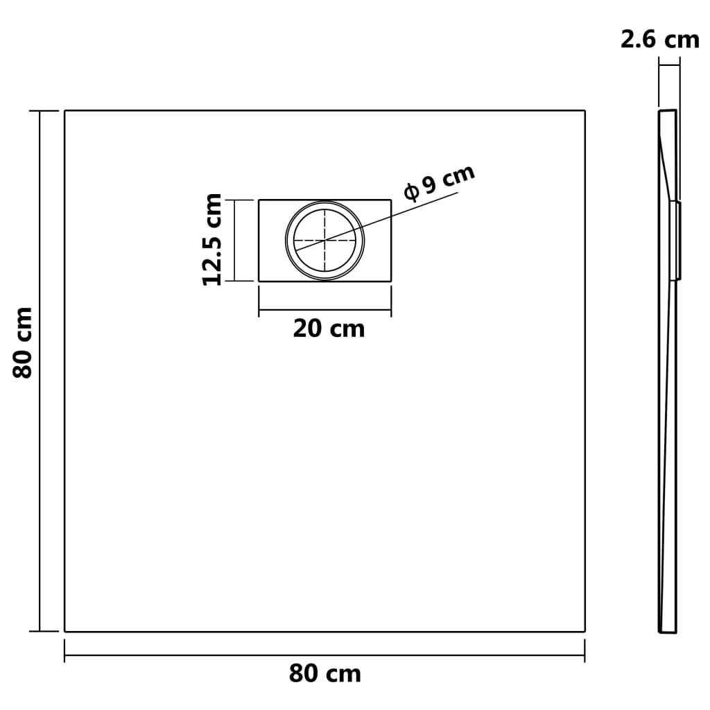 Shower Base Tray SMC Brown 80x80 cm