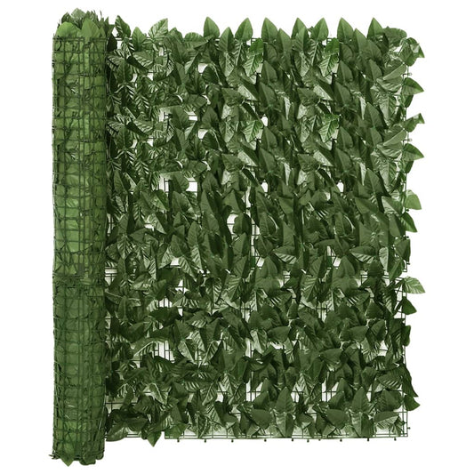 Balcony Screen with Dark Green Leaves 300x100 cm