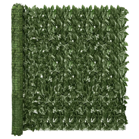 Balcony Screen with Dark Green Leaves 300x150 cm