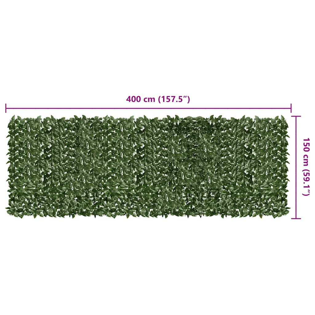 Balcony Screen with Dark Green Leaves 400x150 cm