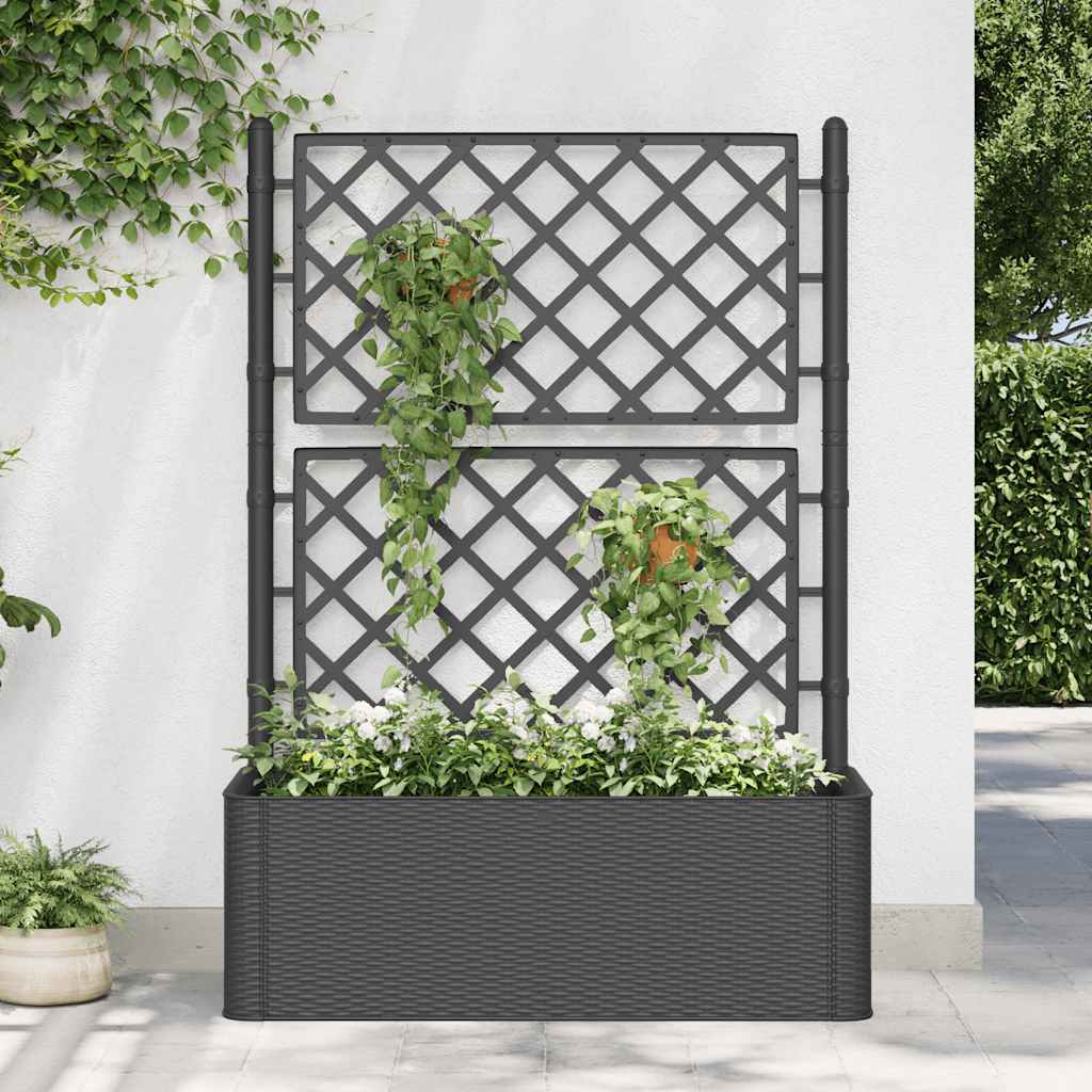 Garden Raised Bed with Trellis and Self Watering System Anthracite