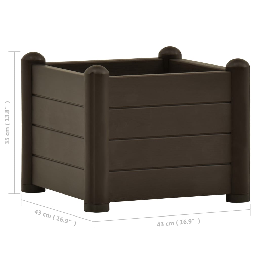 Garden Raised Bed PP Mocha 43x43x35 cm