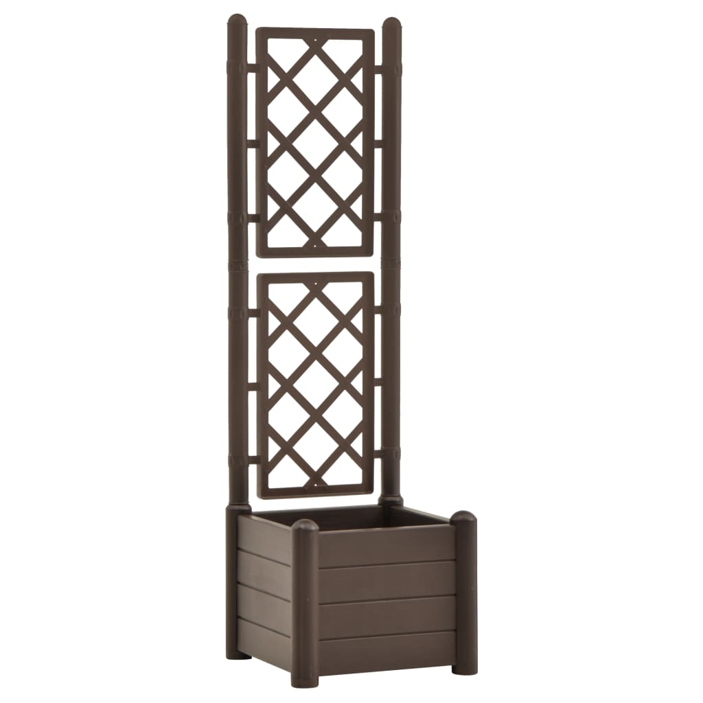 Garden Planter with Trellis 43x43x142 cm PP Mocha