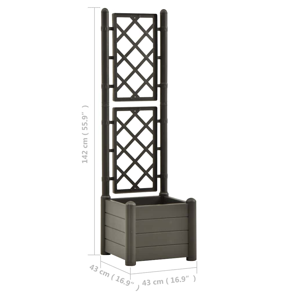 Garden Planter with Trellis 43x43x142 cm PP Anthracite