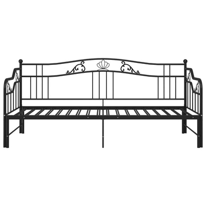 Pull-out Sofa Bed Frame without Mattress Black Metal 90x200 cm