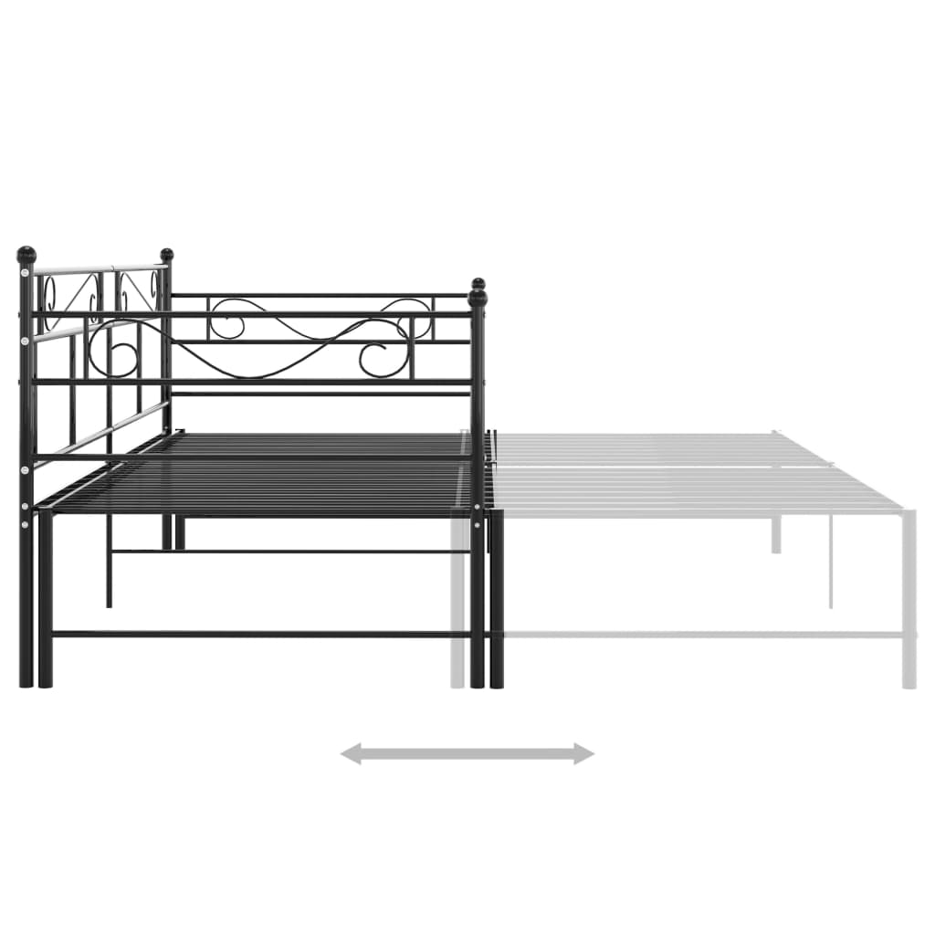 Pull-out Sofa Bed Frame without Mattress Black Metal 90x200 cm